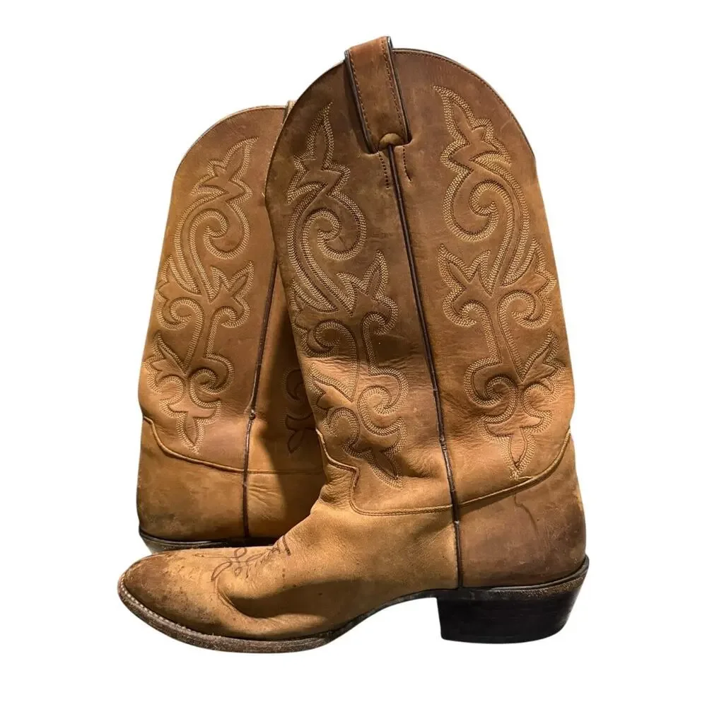 Justin Men’s 2330 USA 11.5 EE Tan Western Cowboy Leather Trail Boss Boots